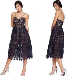 NWT New Moda Elegant Navy Lace Dress XS